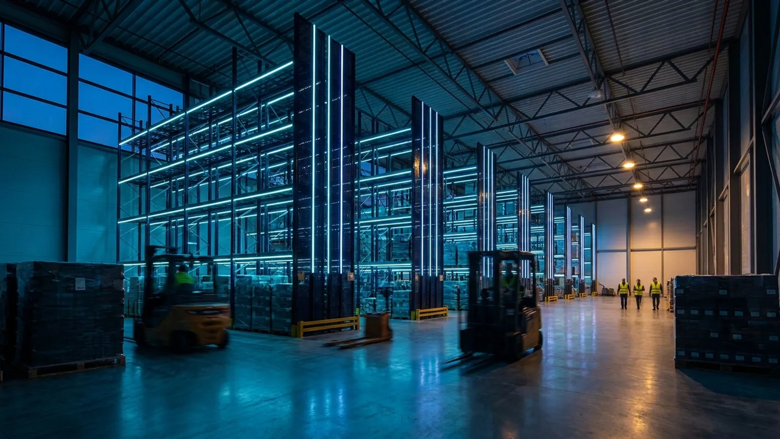Inside a working third-party-logistics warehouse: racking aisles and dock operations